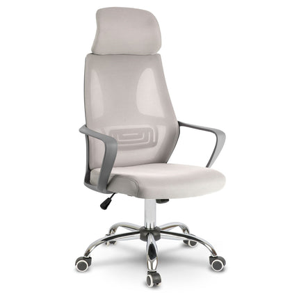 Kontorstol med justerbar højde og ergonomisk design i lys grå mikronet