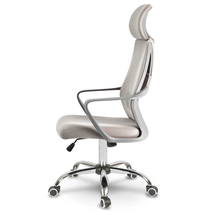 Kontorstol med justerbar højde og ergonomisk design i lys grå mikronet
