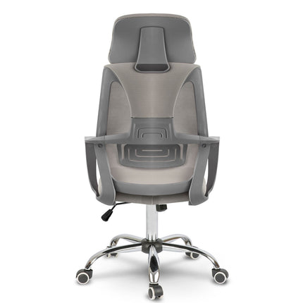 Kontorstol med justerbar højde og ergonomisk design i lys grå mikronet