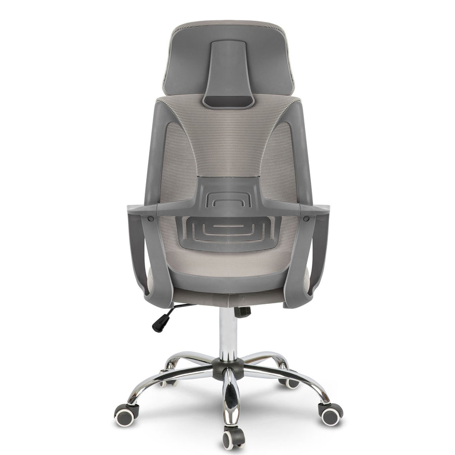 Kontorstol med justerbar højde og ergonomisk design i lys grå mikronet