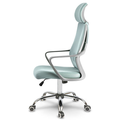 Kontorstol med justerbar højde og ergonomisk design i lys blå farve