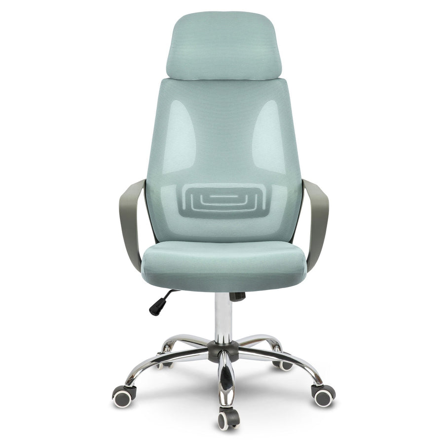 Kontorstol med justerbar højde og ergonomisk design i lys blå farve
