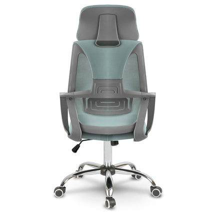 Kontorstol med justerbar højde og ergonomisk design i lys blå farve
