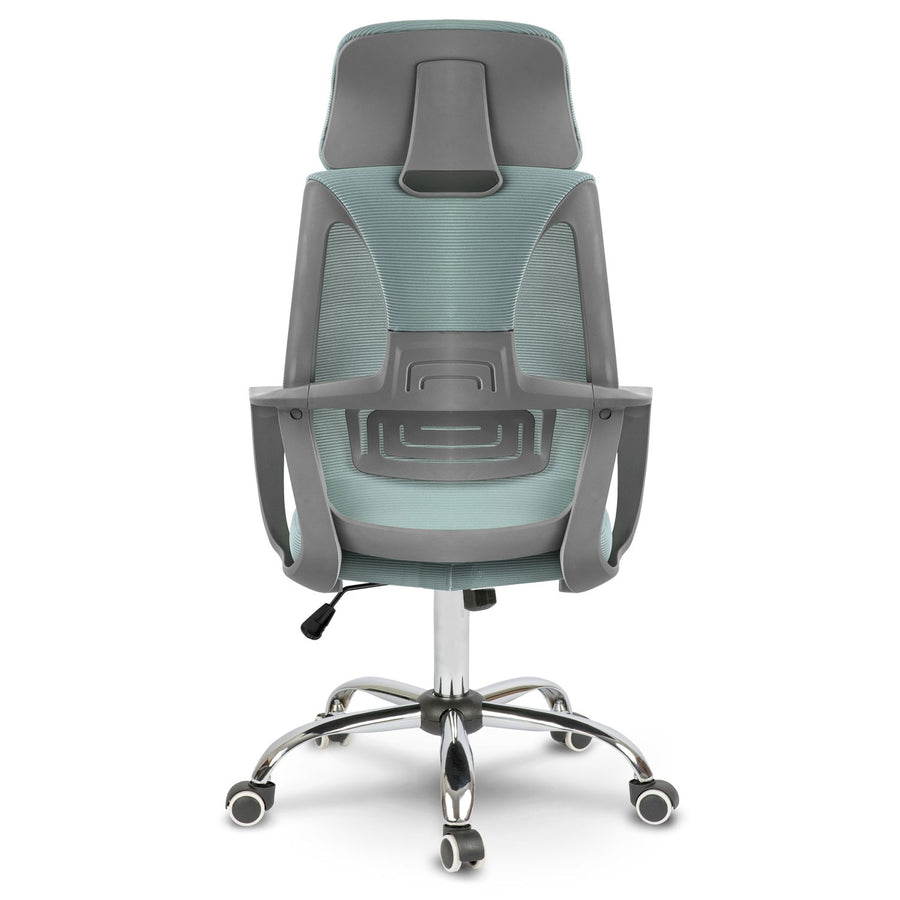 Kontorstol med justerbar højde og ergonomisk design i lys blå farve