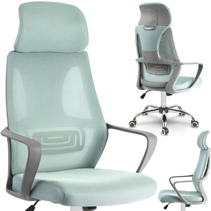 Kontorstol med justerbar højde og ergonomisk design i lys blå farve