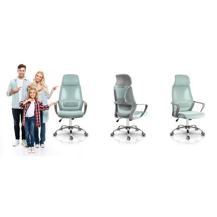 Kontorstol med justerbar højde og ergonomisk design i lys blå farve