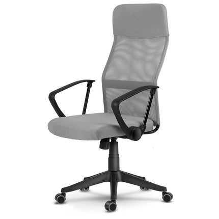 Ergonomisk kontorstol i mikromesh med nakkestøtte – lysegrå