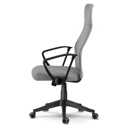 Ergonomisk kontorstol i mikromesh med nakkestøtte – lysegrå