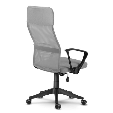 Ergonomisk kontorstol i mikromesh med nakkestøtte – lysegrå