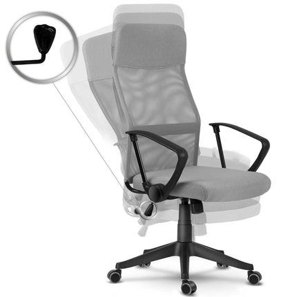 Ergonomisk kontorstol i mikromesh med nakkestøtte – lysegrå