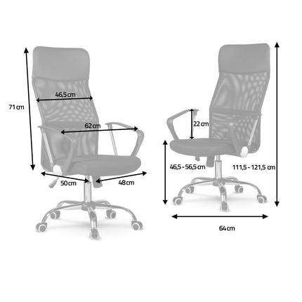 Ergonomisk kontorstol med nakkestøtte i grå micromesh