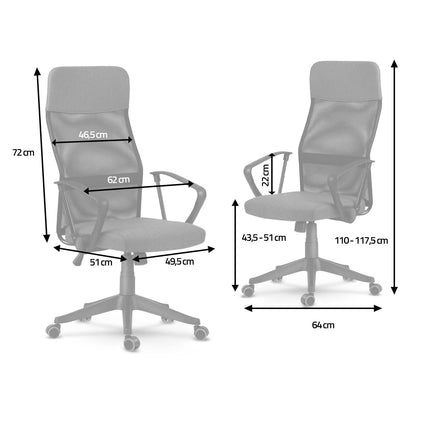Kontorstol med justerbar højde og ergonomisk design til hjemmekontoret