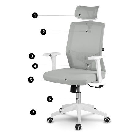Kontorstol med justerbar nakkestøtte og åndbart mikronet - Komfortabel og moderne design til hjemmekontoret