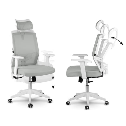 Kontorstol med justerbar nakkestøtte og åndbart mikronet - Komfortabel og moderne design til hjemmekontoret