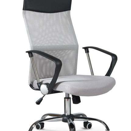 Ergonomisk kontorstol med nakkestøtte i grå micromesh