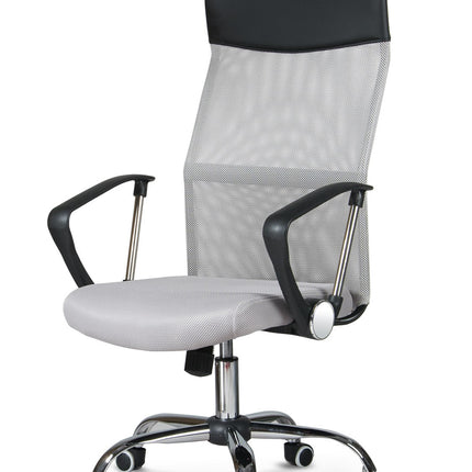 Ergonomisk kontorstol med nakkestøtte i grå micromesh