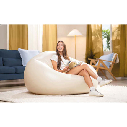 Oppustelig lænestol 137 x 127 x 74 cm i velour, op til 100 kg – beige – Intex