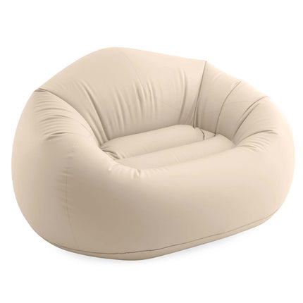 Oppustelig lænestol 137 x 127 x 74 cm i velour, op til 100 kg – beige – Intex