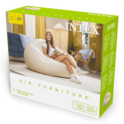 Oppustelig lænestol 137 x 127 x 74 cm i velour, op til 100 kg – beige – Intex