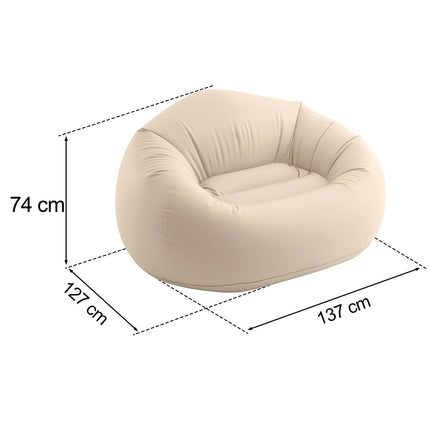 Oppustelig lænestol 137 x 127 x 74 cm i velour, op til 100 kg – beige – Intex