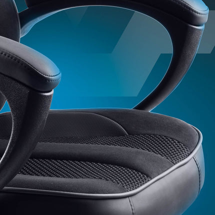 Gamingstol med bucket-sæde, gyngefunktion og højdejustering, sædehøjde 33–45 cm – sort