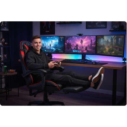 Gaming stol med ergonomisk design og justerbar komfort til lange timer foran computeren