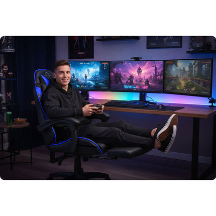 Ergonomisk Gaming Stol med Justerbar Højde og Komfortabel Lændestøtte - Perfekt til Langvarig Brug
