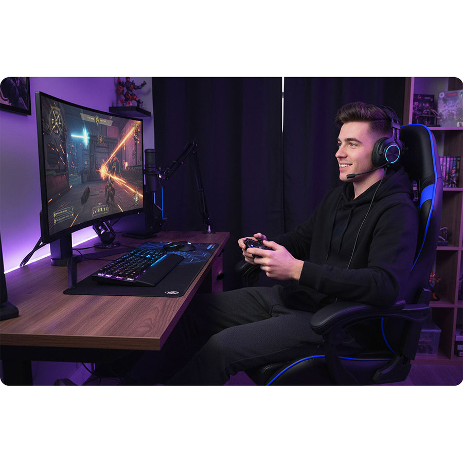 Ergonomisk Gaming Stol med Justerbar Højde og Komfortabel Lændestøtte - Perfekt til Langvarig Brug