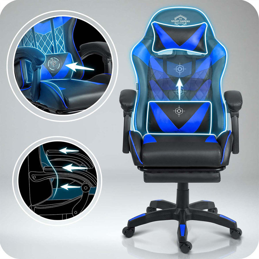 Ergonomisk Gaming Stol med Justerbar Højde og Komfortabel Lændestøtte - Perfekt til Langvarig Brug