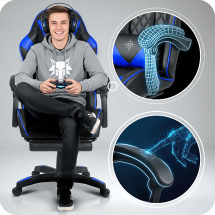 Ergonomisk Gaming Stol med Justerbar Højde og Komfortabel Lændestøtte - Perfekt til Langvarig Brug