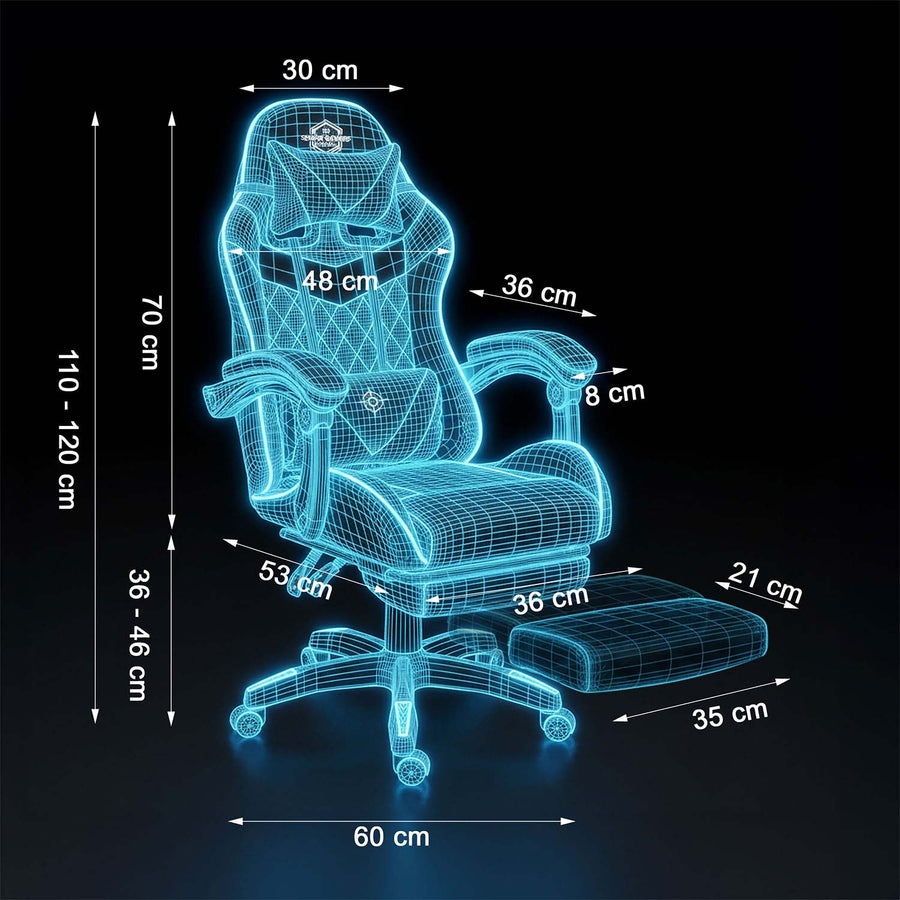 Ergonomisk Gaming Stol med Justerbar Højde og Komfortabel Lændestøtte - Perfekt til Langvarig Brug
