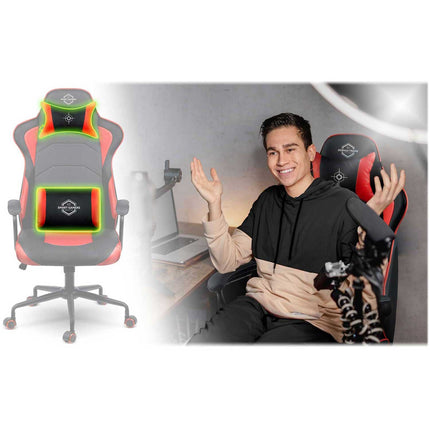 Gamingstol med ergonomisk design og justerbar højde - Rød lænestol til komfortabel gaming og arbejde