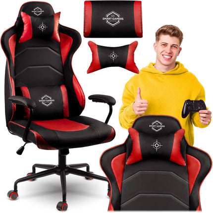 Gamingstol med ergonomisk design og justerbar højde - Rød lænestol til komfortabel gaming og arbejde