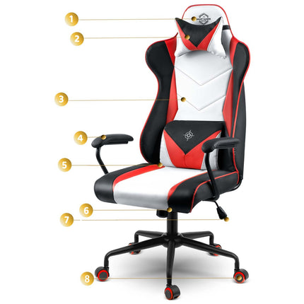 Ergonomisk gamingstol med justerbar højde og moderne design