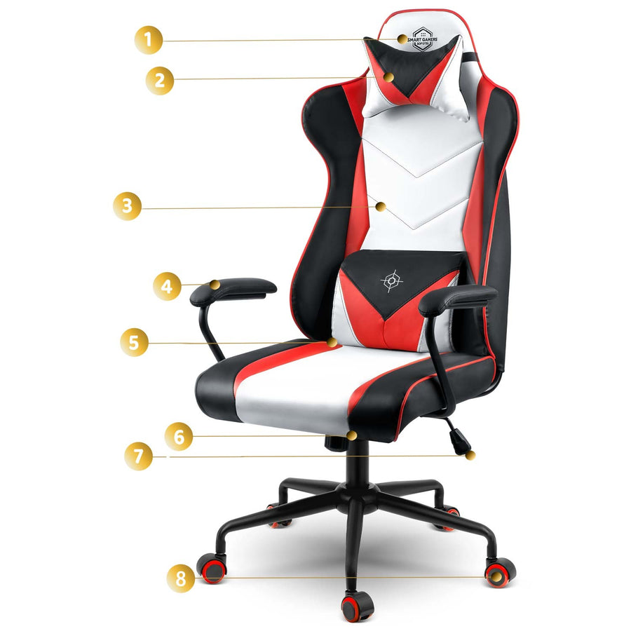 Ergonomisk gamingstol med justerbar højde og moderne design