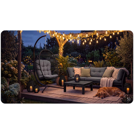 Hængestol med stel til have og terrasse, kurv 108 × 73 cm, 17 cm hynde, op til 140 kg – sort kurv, grå hynde