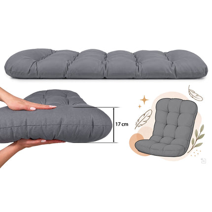 Hængestol med stel til have og terrasse, kurv 108 × 73 cm, 17 cm hynde, op til 140 kg – sort kurv, grå hynde