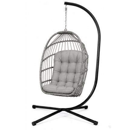 Hængestol med fritstående stativ, 17 cm tyk hynde og kurv 108 × 73 cm – bæreevne 140 kg