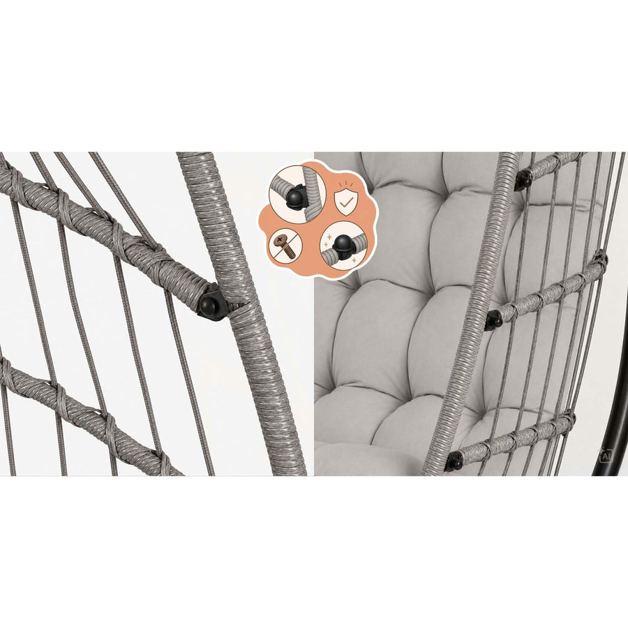 Hængestol med fritstående stativ, 17 cm tyk hynde og kurv 108 × 73 cm – bæreevne 140 kg