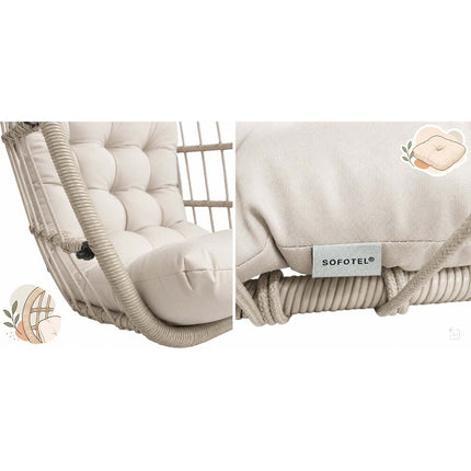 Hængestol med stel til have og terrasse, kurv 108 × 73 cm, 17 cm hynde, op til 140 kg – beige