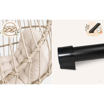 Hængestol med stel til have og terrasse, kurv 108 × 73 cm, 17 cm hynde, op til 140 kg – beige