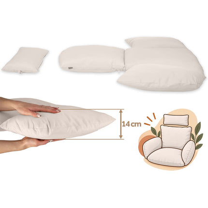 Hængestol med stel til have og terrasse, kurv 112 × 91 cm, 14 cm hynde, op til 150 kg – hvid kurv, cremefarvet hynde