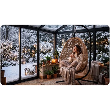 Hængestol med stel til have og terrasse, kurv 112 × 91 cm, 14 cm hynde, op til 150 kg – natur kurv, beige hynde
