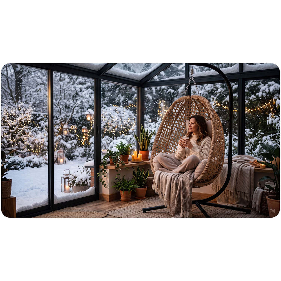 Hængestol med stel til have og terrasse, kurv 112 × 91 cm, 14 cm hynde, op til 150 kg – natur kurv, beige hynde
