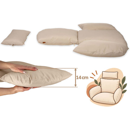 Hængestol med stel til have og terrasse, kurv 112 × 91 cm, 14 cm hynde, op til 150 kg – natur kurv, beige hynde