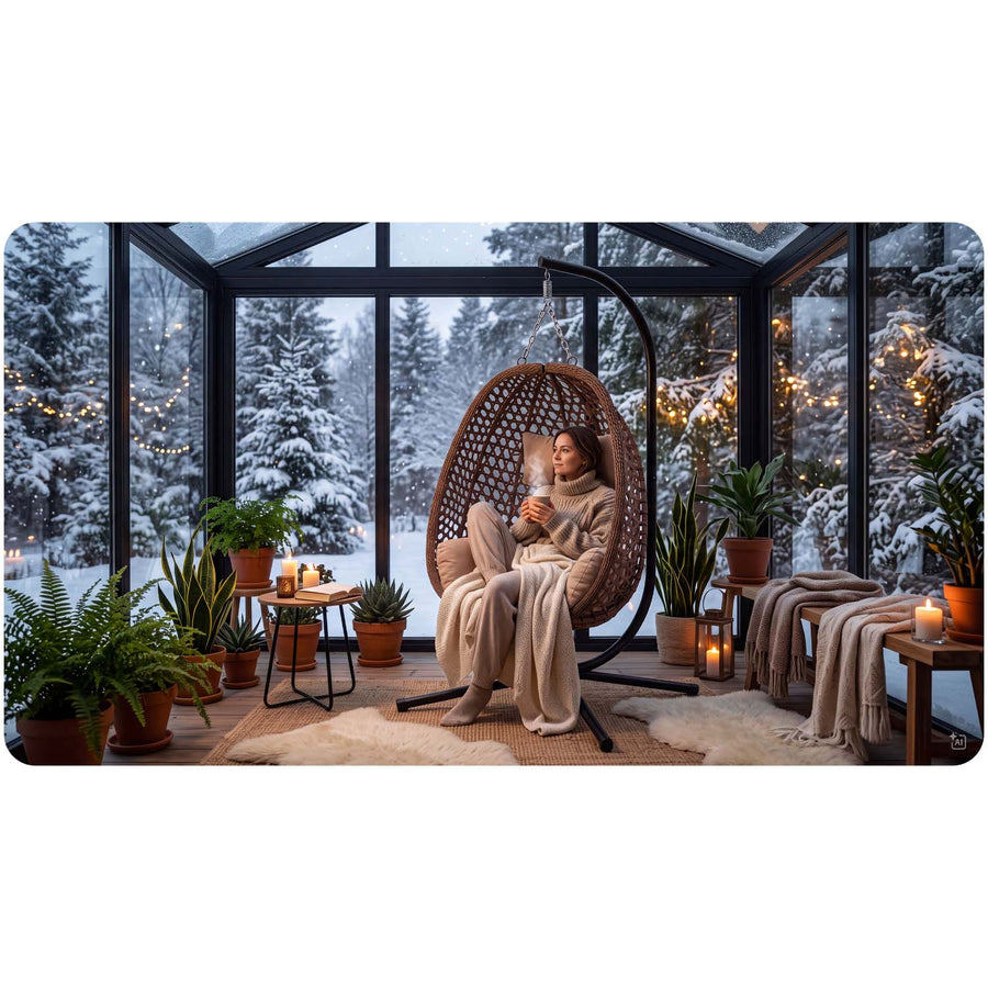 Hængestol med stel til have og terrasse, kurv 112 × 91 cm, 14 cm hynde, op til 150 kg – brun kurv, beige hynde