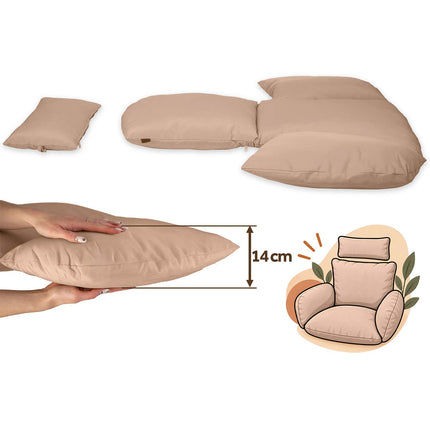 Hængestol med stel til have og terrasse, kurv 112 × 91 cm, 14 cm hynde, op til 150 kg – brun kurv, beige hynde