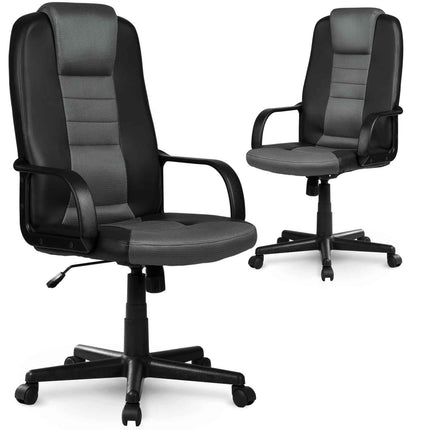 Kontorstol med ergonomisk design og mikronet i sort/grå - komfortabel og justerbar til hjemmekontoret
