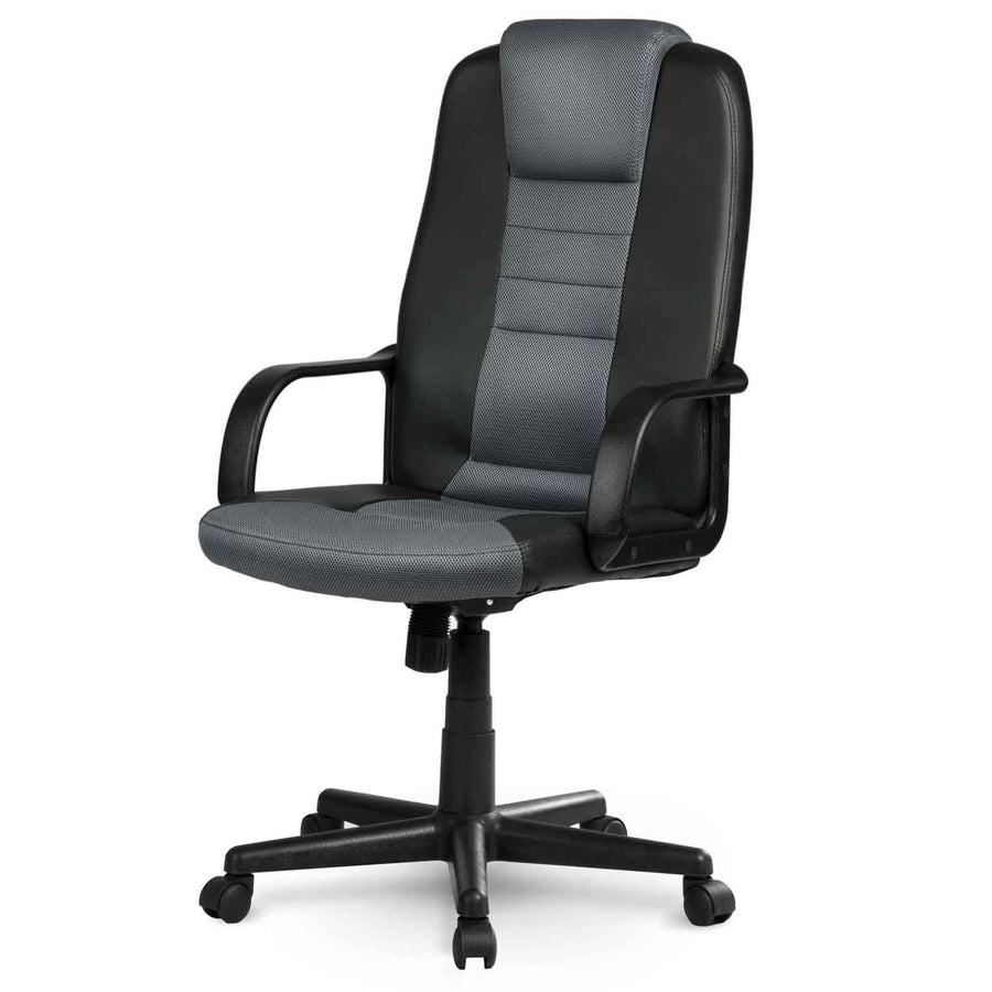 Kontorstol med ergonomisk design og mikronet i sort/grå - komfortabel og justerbar til hjemmekontoret