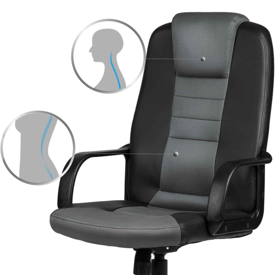 Kontorstol med ergonomisk design og mikronet i sort/grå - komfortabel og justerbar til hjemmekontoret